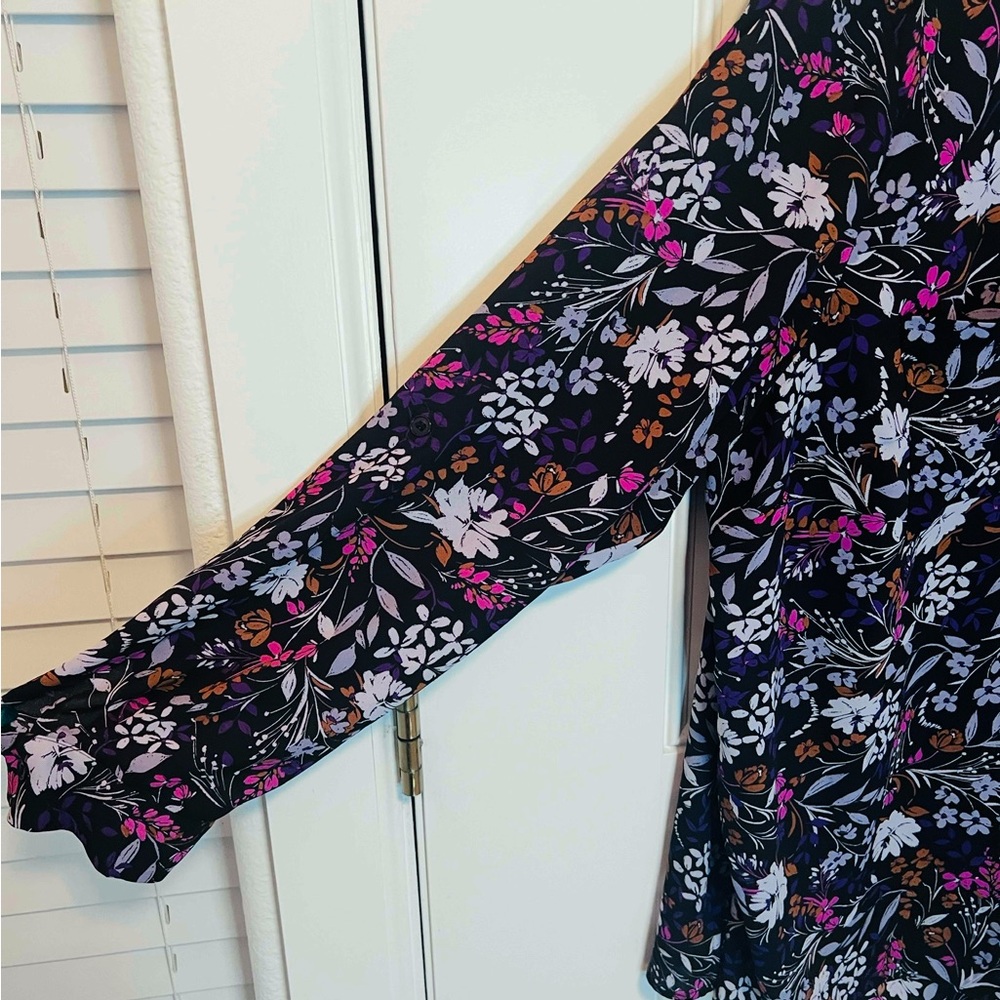✨ Lane Bryant Floral Collared Button Blouse Multicolor Plus 18/20 - Picture 4 of 9
